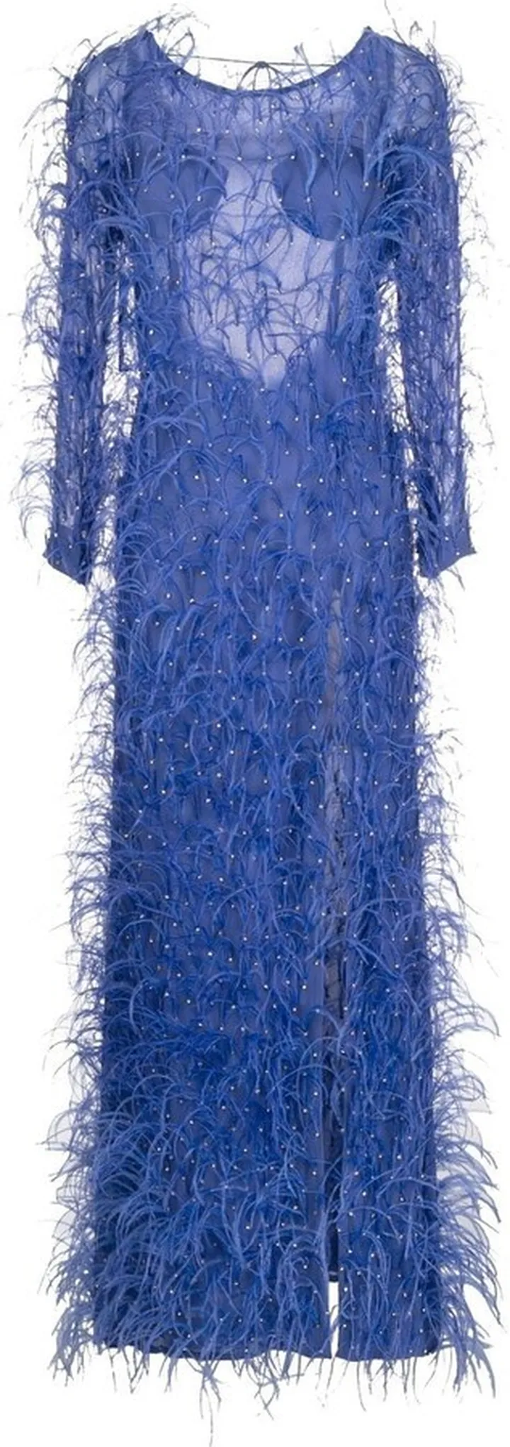 Storm feather-embellished gown