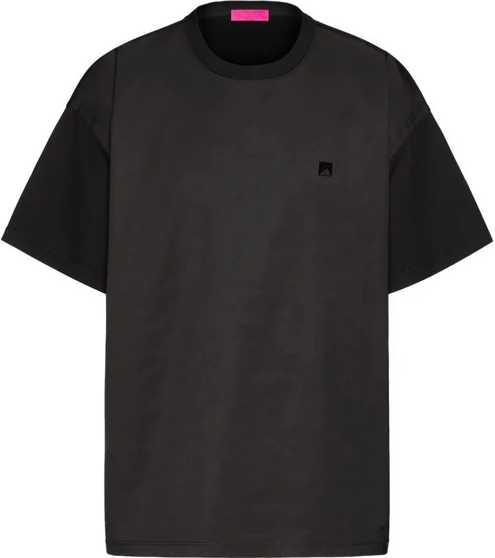 Black Stud Detail Panelled T-Shirt