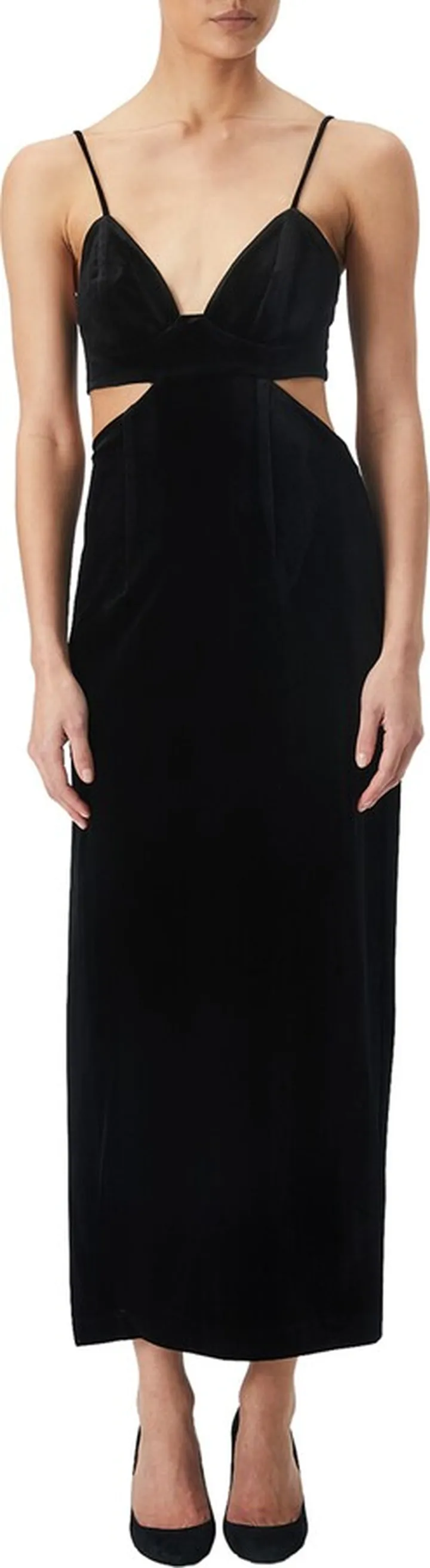Cutout Velour Midi Dress
