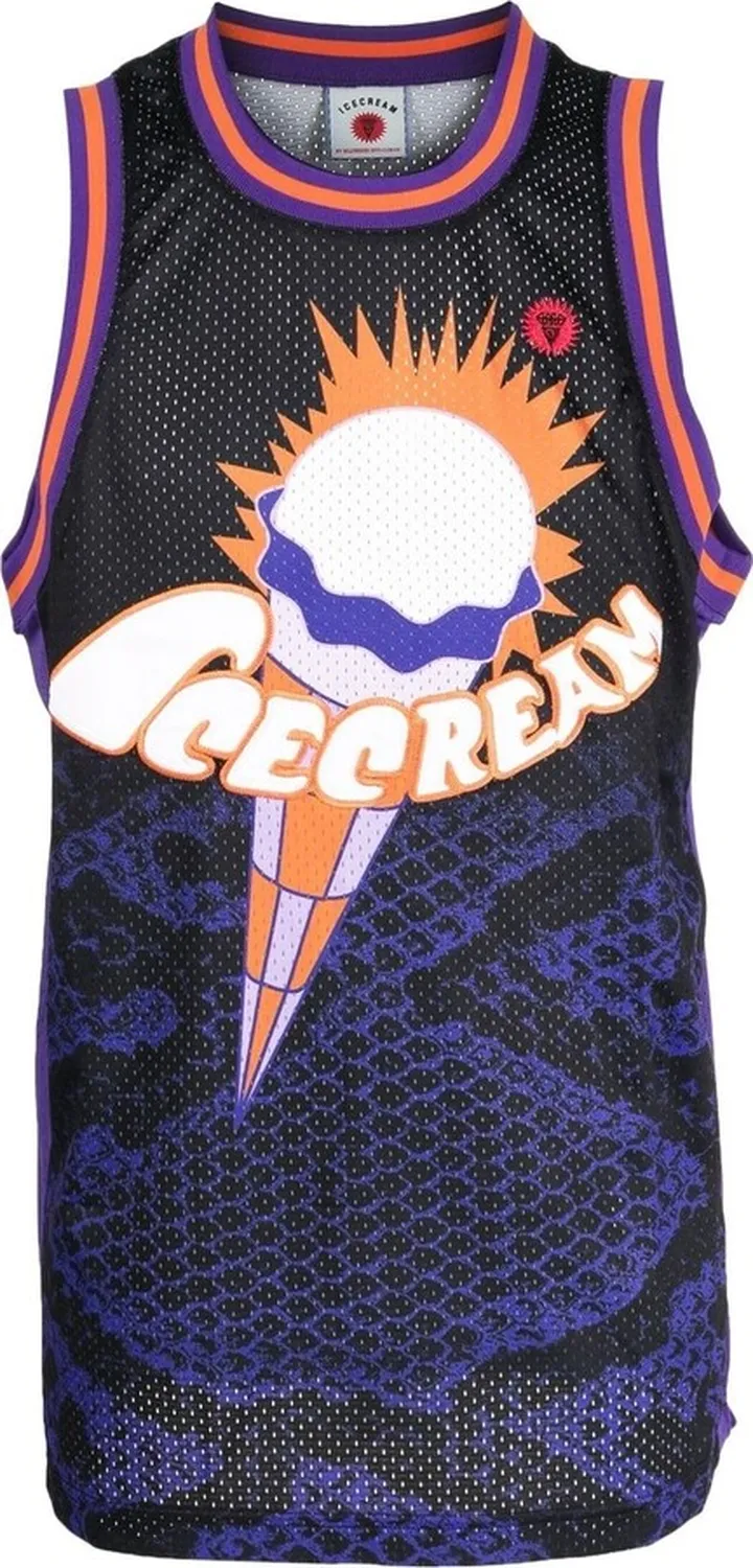 Logo-Print Mesh Tank Top