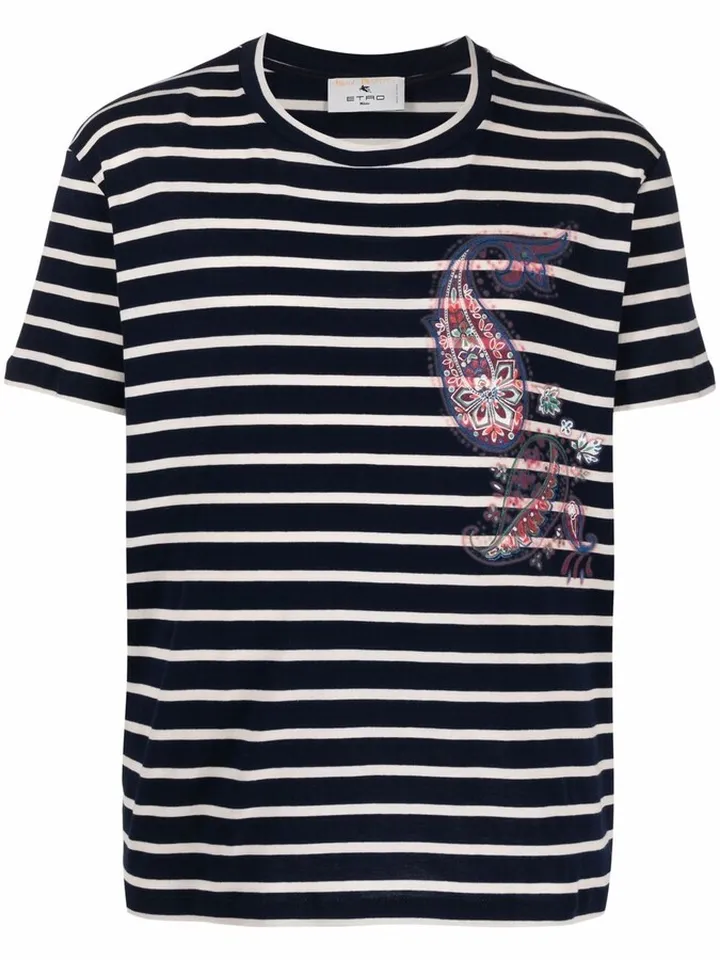 striped paisley-print T-shirt