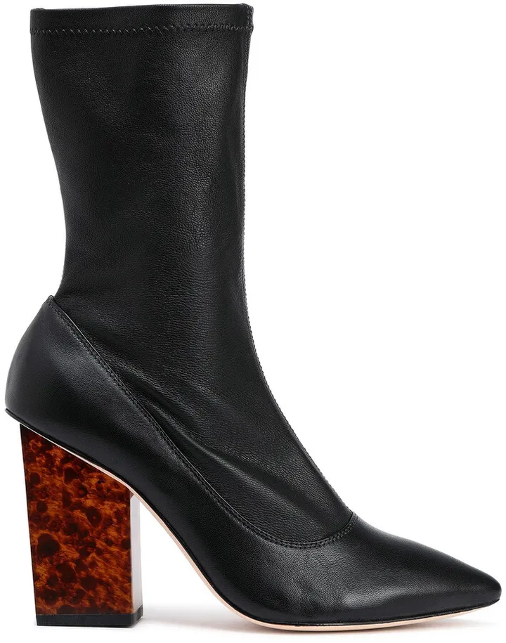 Stretch-leather ankle boots