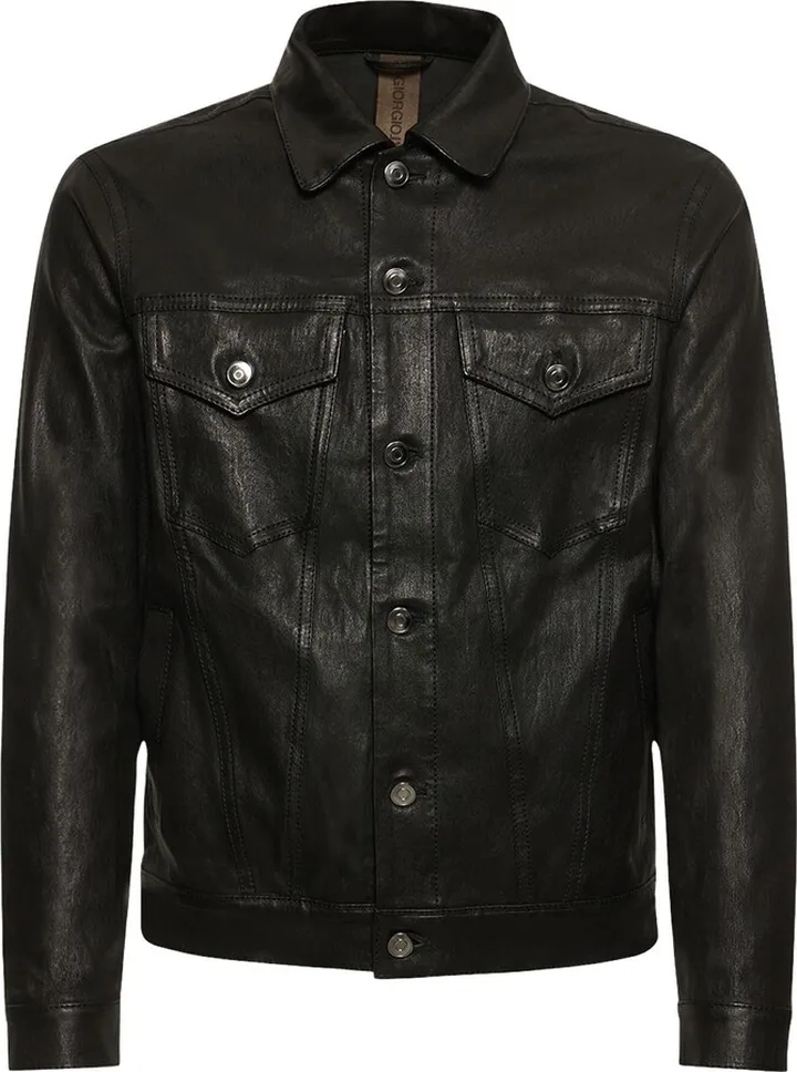 Stretch denim & leather jacket