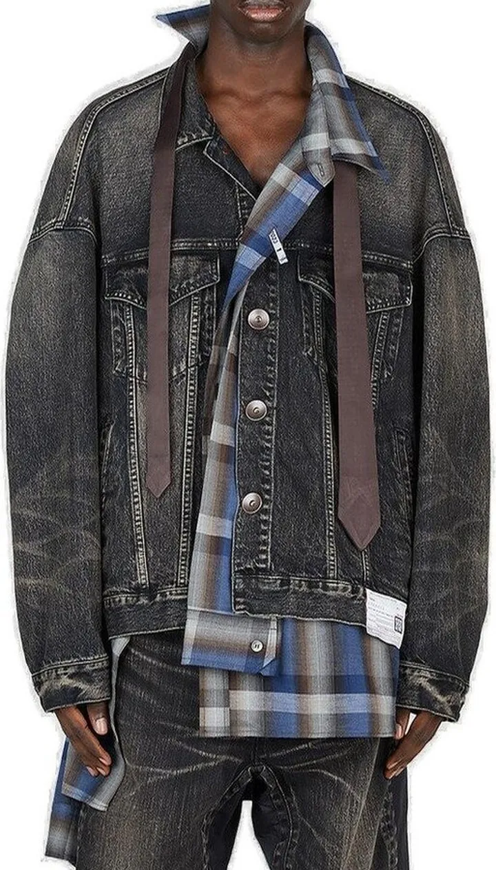 Maison Mihara Yasuhiro Mix-Layered Buttoned Denim Jacket