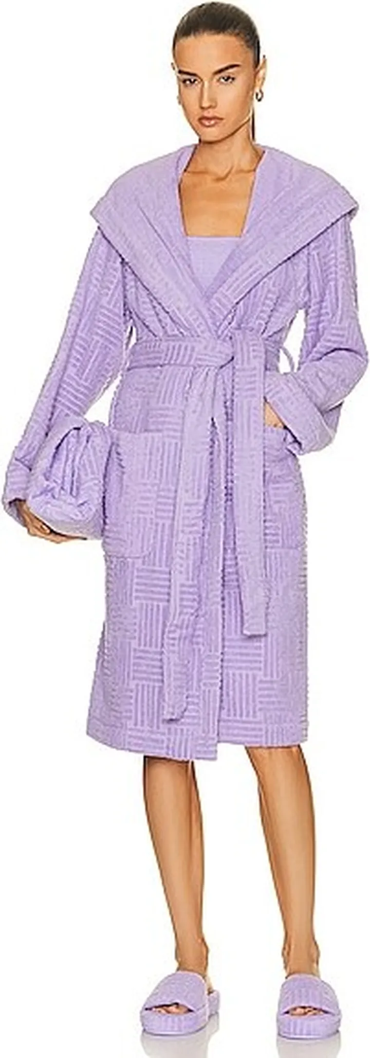 Bottega Veneta Cotton Terry Bathrobe in Lavender