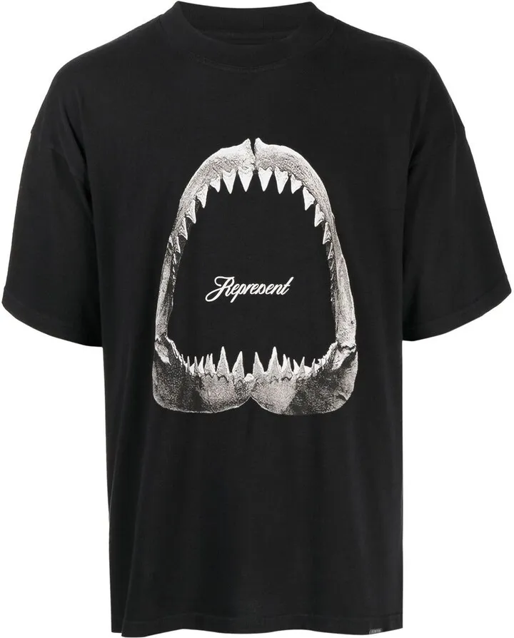 shark-print cotton T-shirt