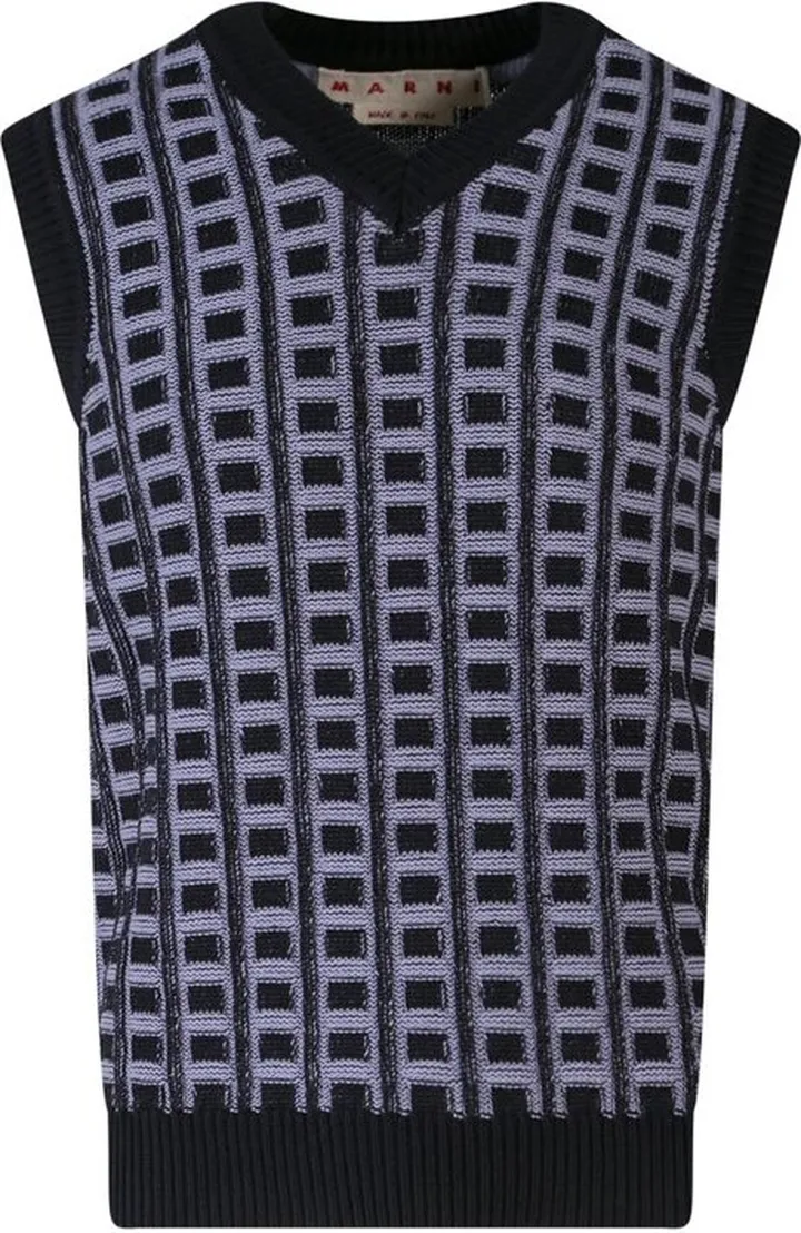Marni Striped V-Neck Knitted Gilet