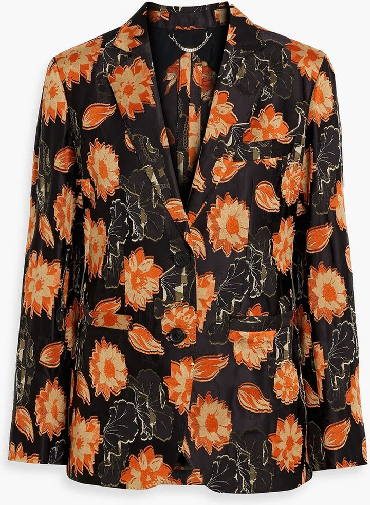 Floral-jacquard blazer