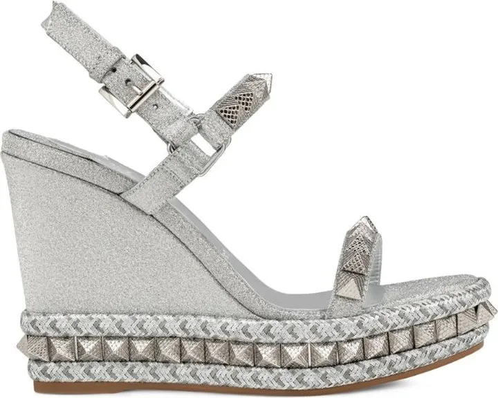 Christian Louboutin Pyraclou Glitter Wedge Sandals 110