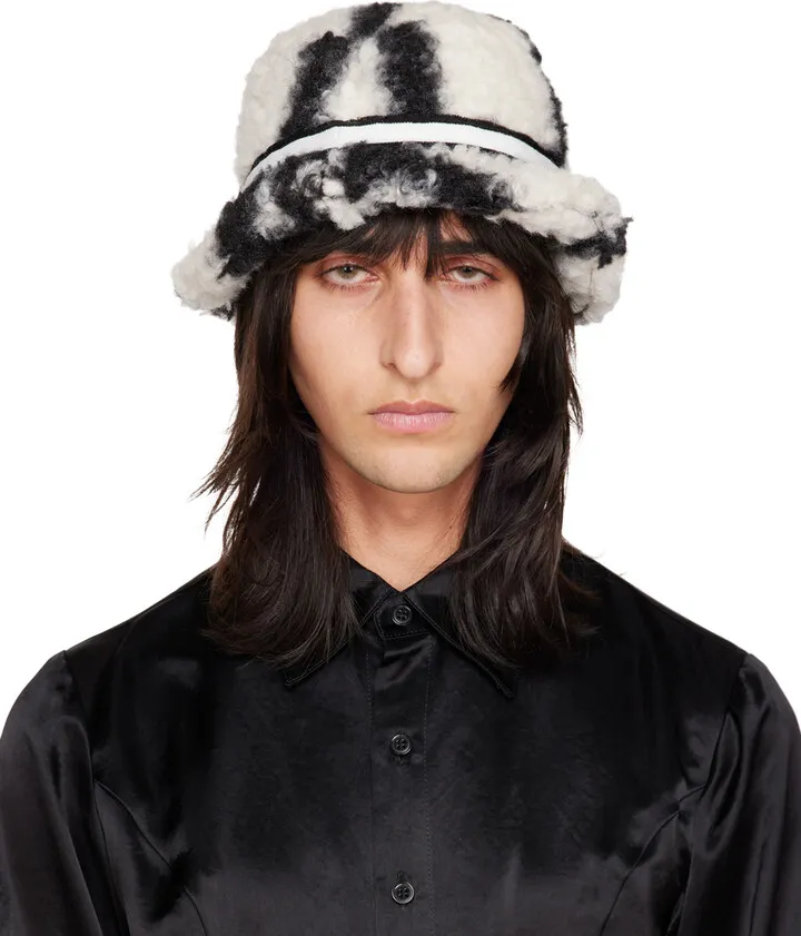 Anna Sui SSENSE Exclusive White & Black Windowpane Bucket Hat