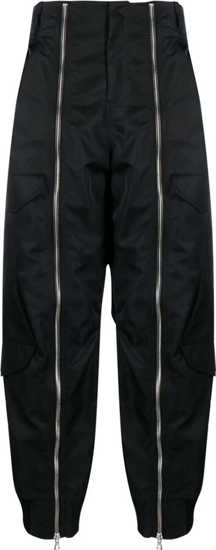 Black Zip-Up Tapered Trousers