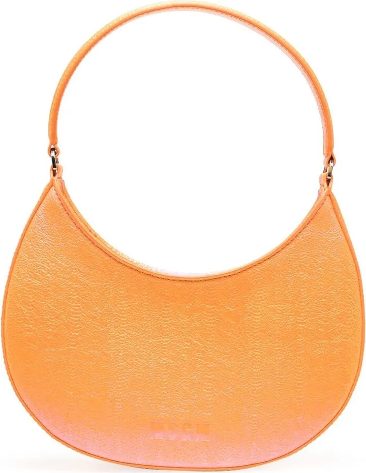 Curved Faux-Leather Shoulder Bag