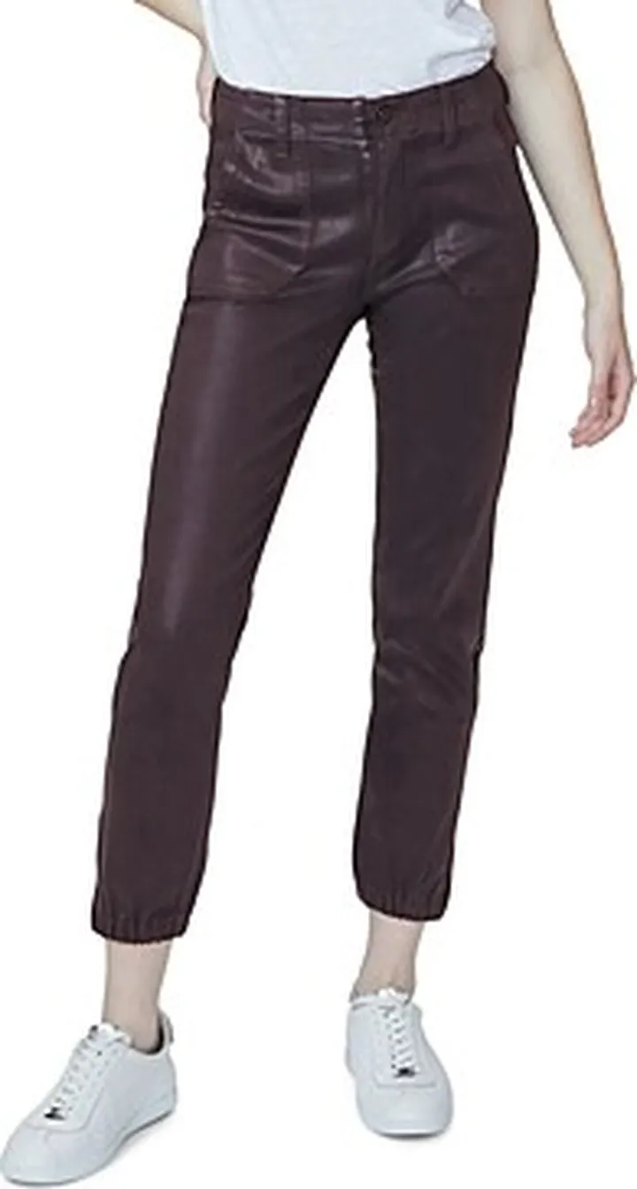 Paige Mayslie High Rise Jogger Jeans in Black Cherry Luxe Coating