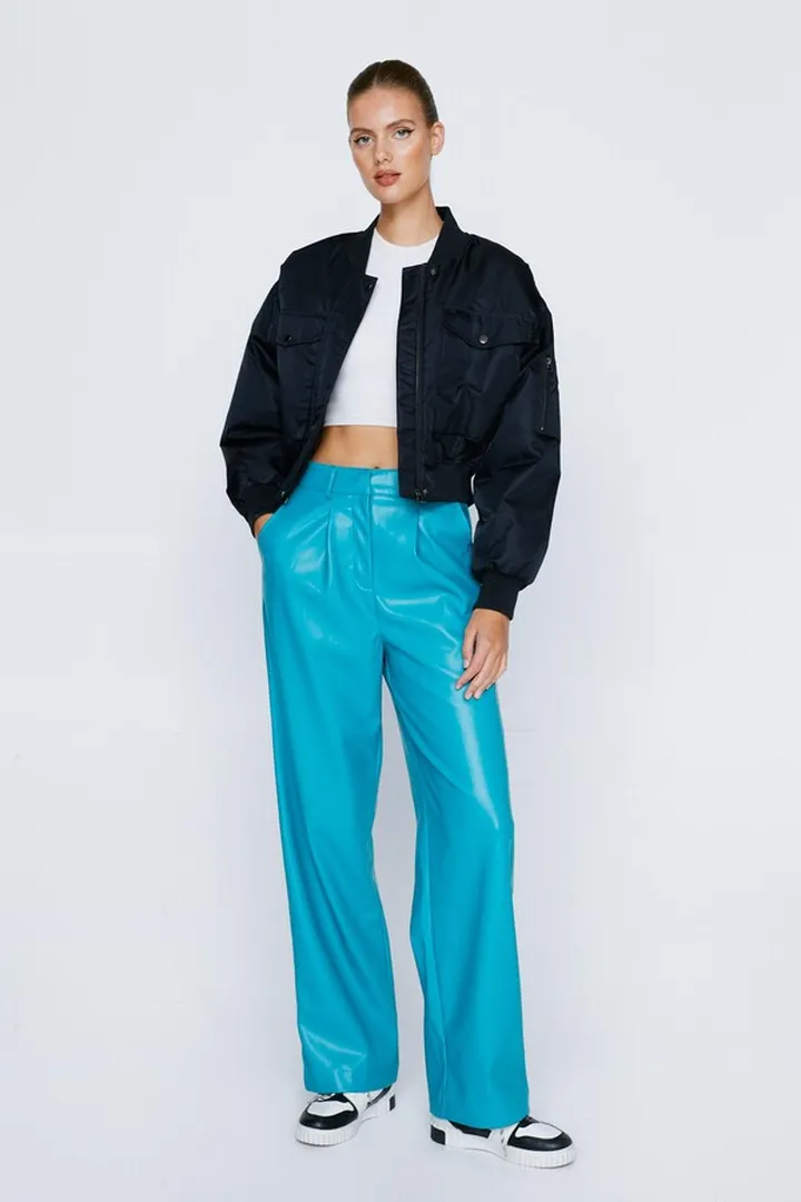 Nasty Gal Womens Faux Leather Straight Leg Pants