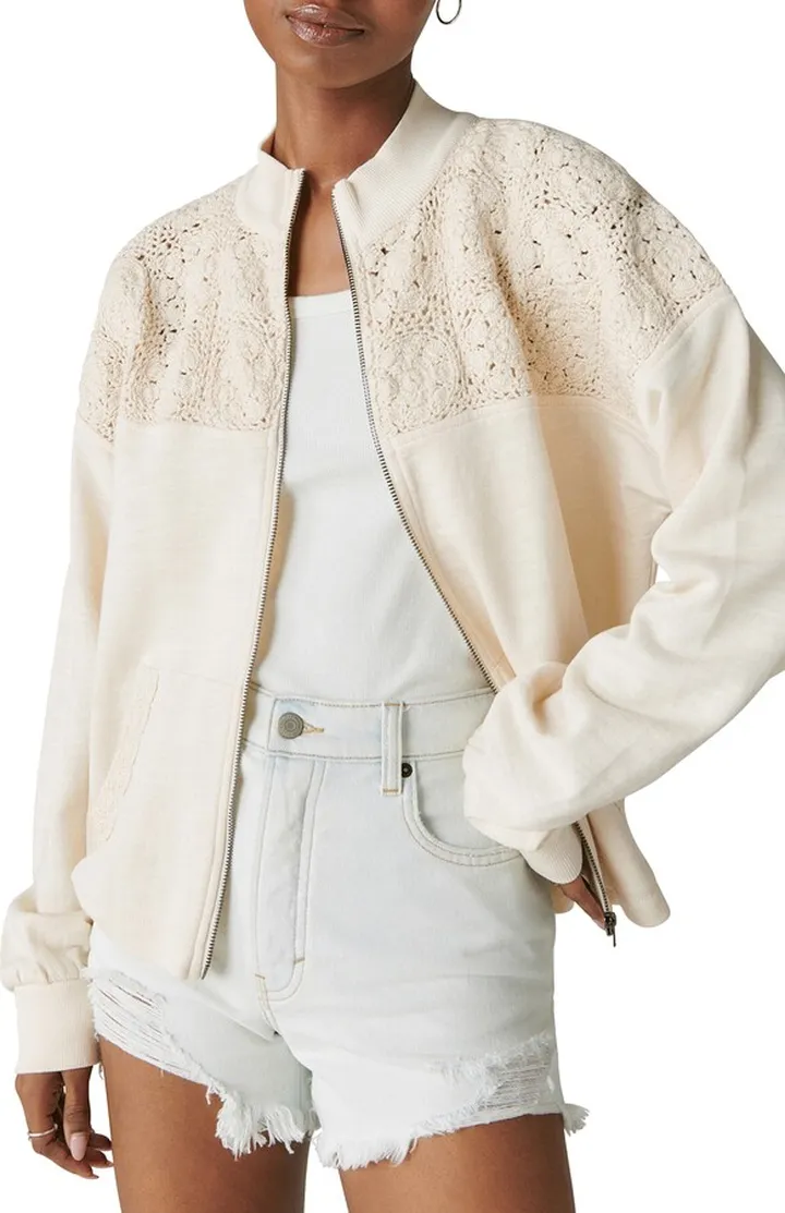 Lace Trim Bomber Jacket