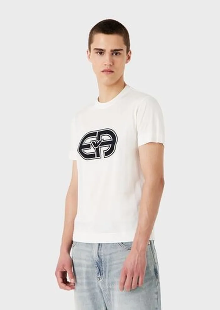 Tencel-blend jersey T-shirt with oversized EA patch