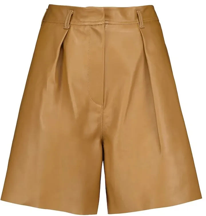 Gisa high-rise wide leather shorts
