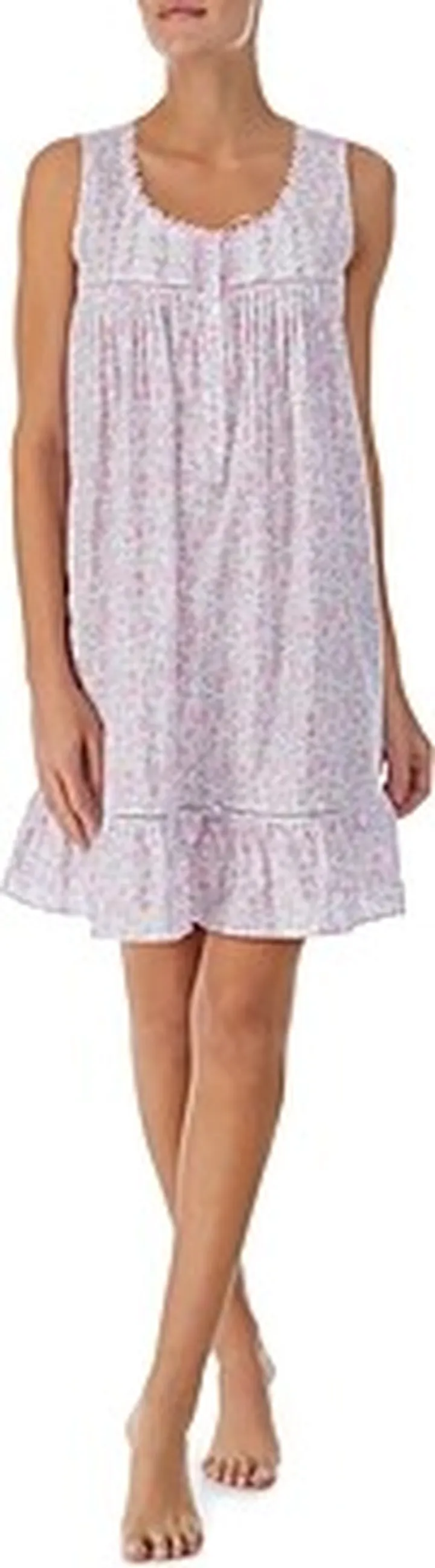 Eileen West Button Front Printed Sleeveless Short Nightgown