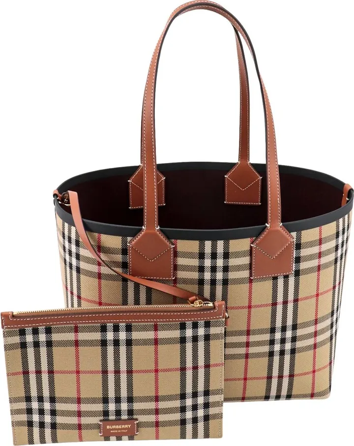 Canvas shoulder bag with Burberry Check motif