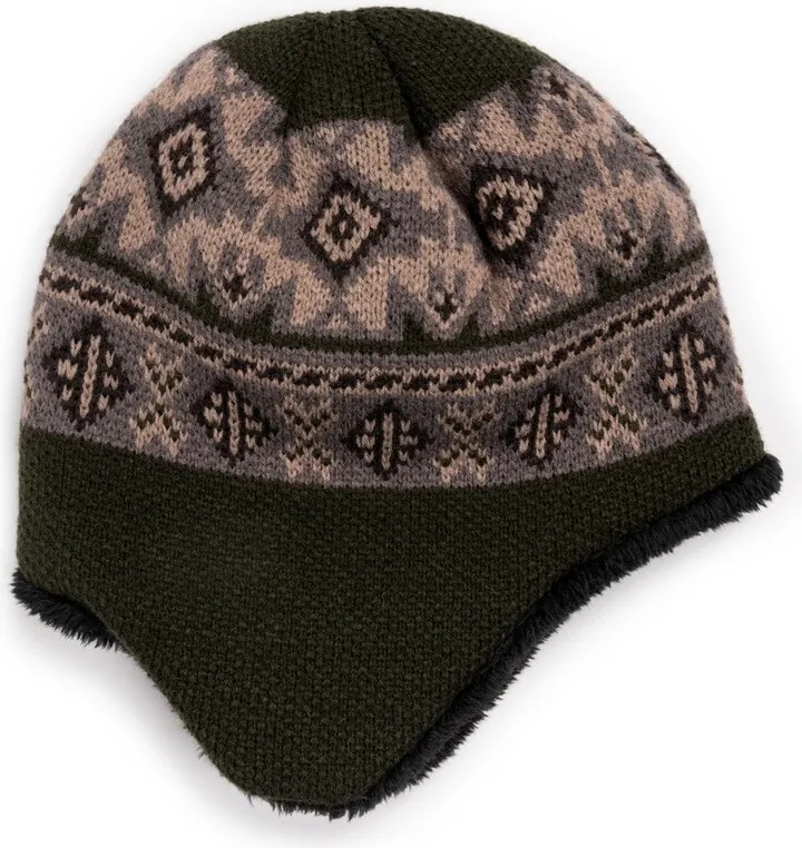 MUK LUKS Men's Earflap Beanie -Sleeping Forest