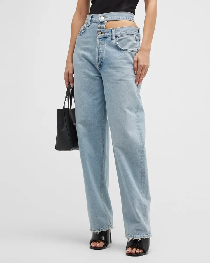 Straight Broken Waistband Jeans