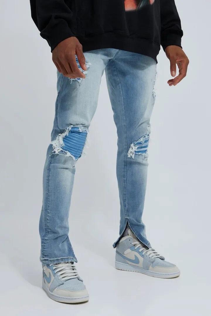 Skinny Stretch Rip & Repair Biker Jeans