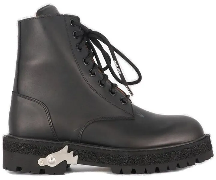Off-White Metallic-Detail Combat Boots