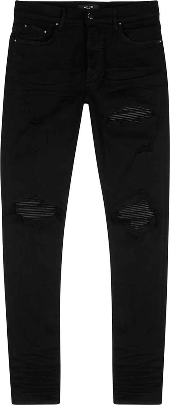 Amiri MX1 Black Distressed Skinny Jeans