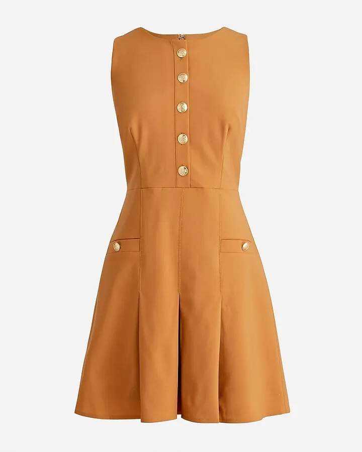 Pleated mini dress in Italian bi-stretch wool blend
