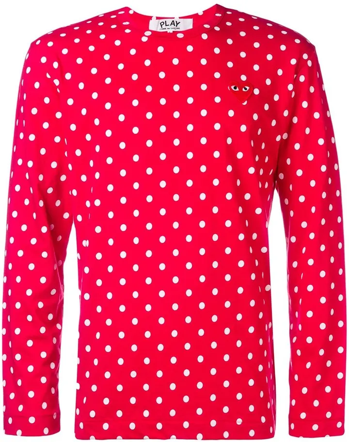 long sleeve polka-dot T-shirt