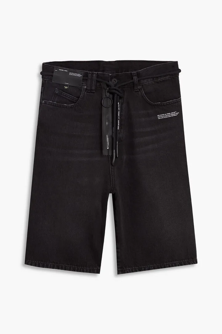 Belted denim shorts