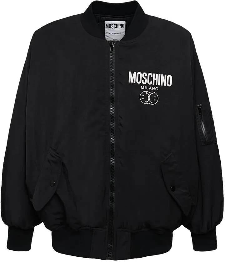 Logo print nylon bomber jacket