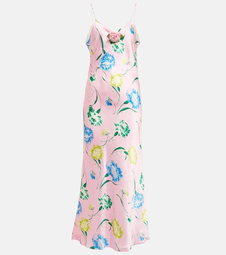 Printed satin midi dress