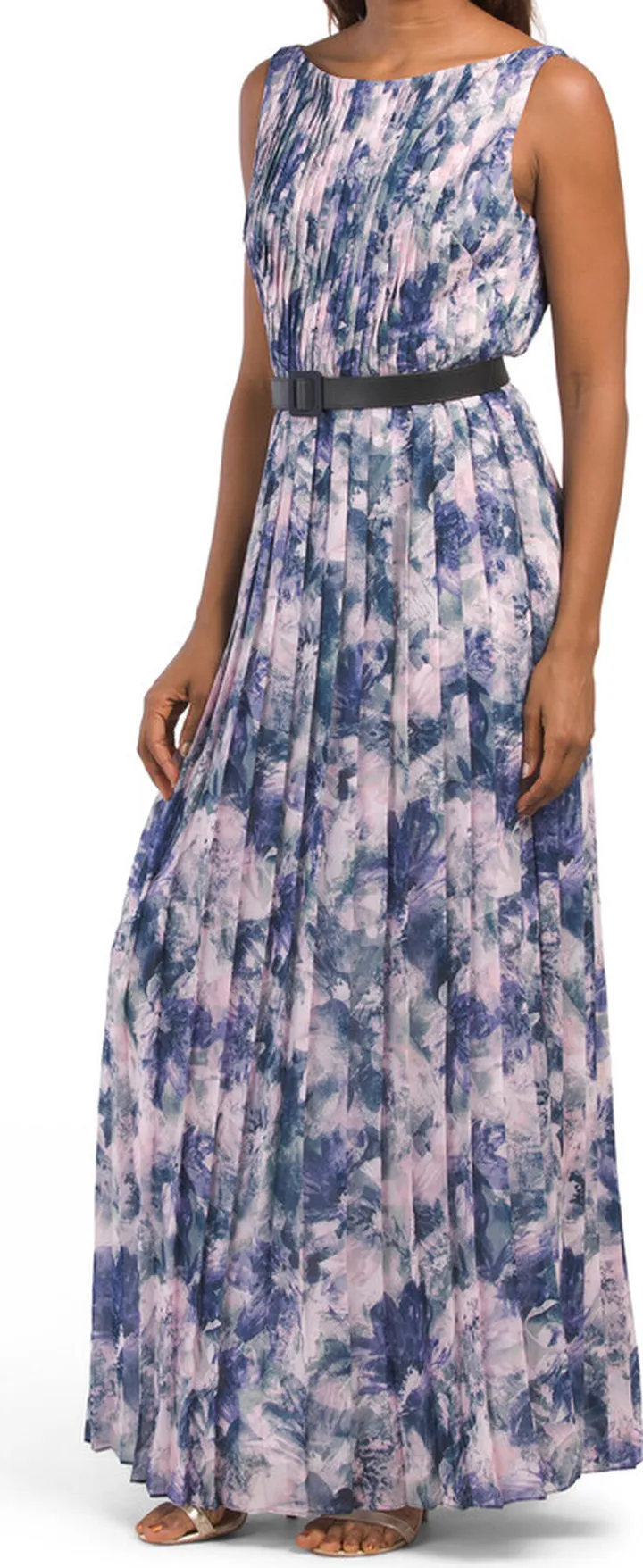Luisa Floral Pleated Gown