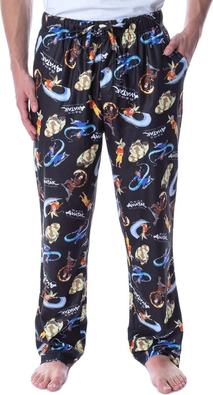 Nickelodeon Men's Avatar The Last Airbender Cartoon Character Pajama Pants (XL) Black