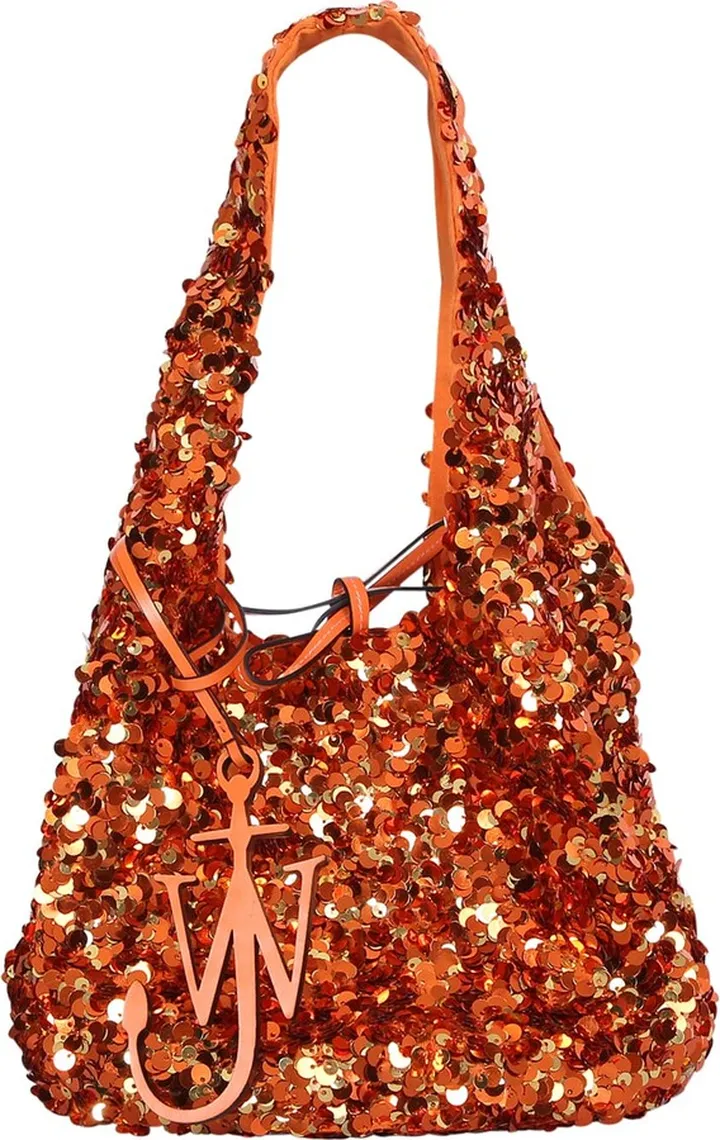 Orange Sequined Mini Tote Bag