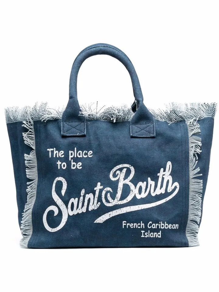 Logo-Print Denim Tote Bag