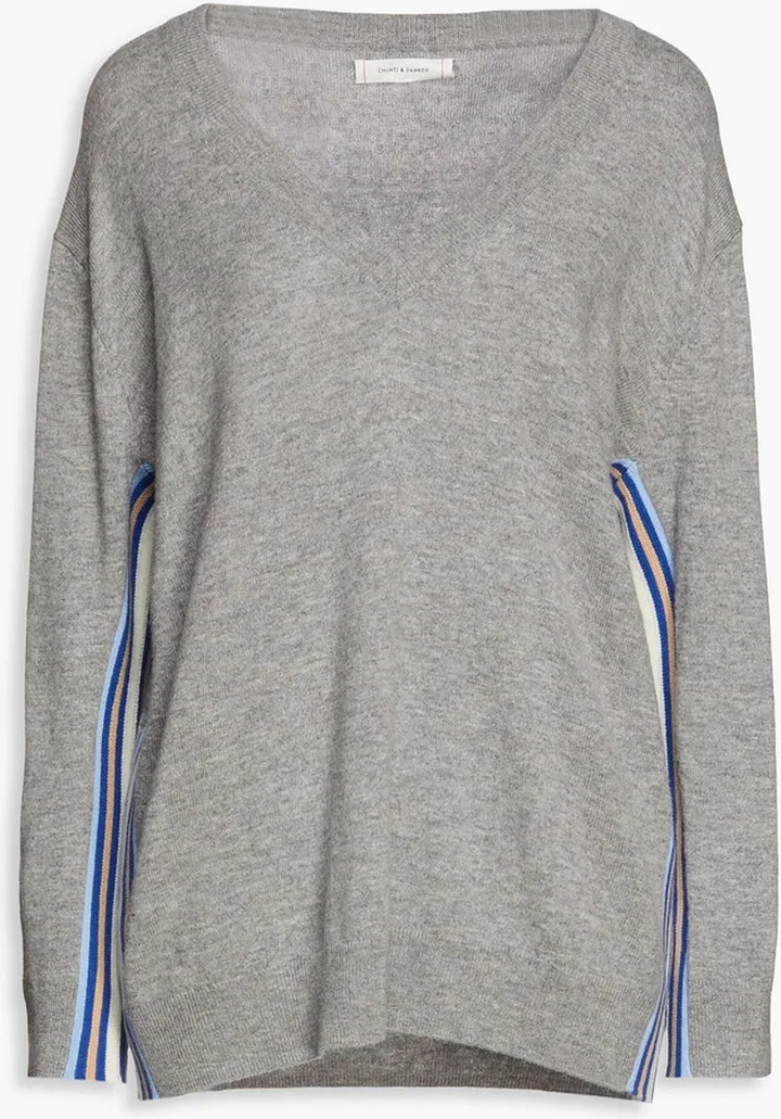 Striped wool and cashmere-blend sweater