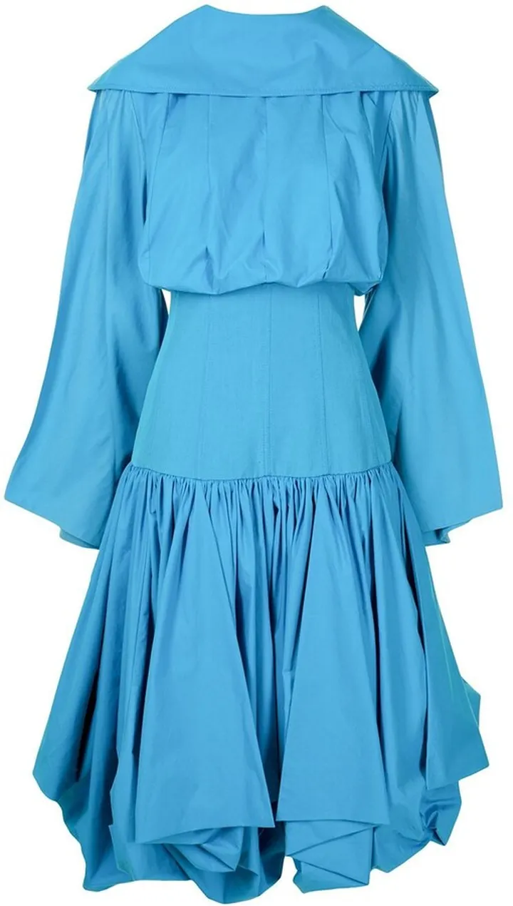 Ruffled-Hem Pleated Dress