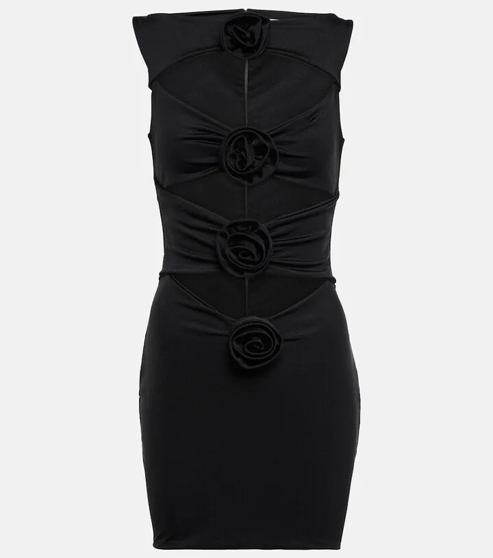 Corsage cutout crepe minidress