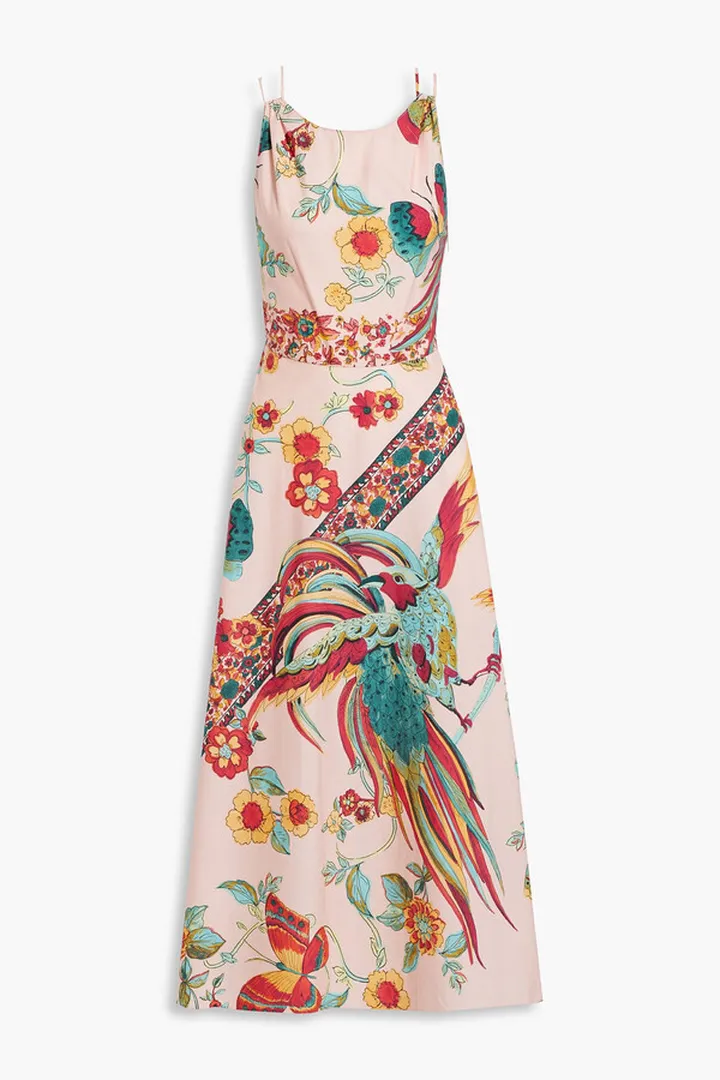 Floral-print cotton-poplin midi dress