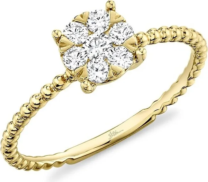 14K Yellow Gold & 0.35 TCW Diamond Cluster Ring