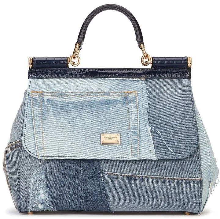 medium Sicily patchwork denim shoulder bag