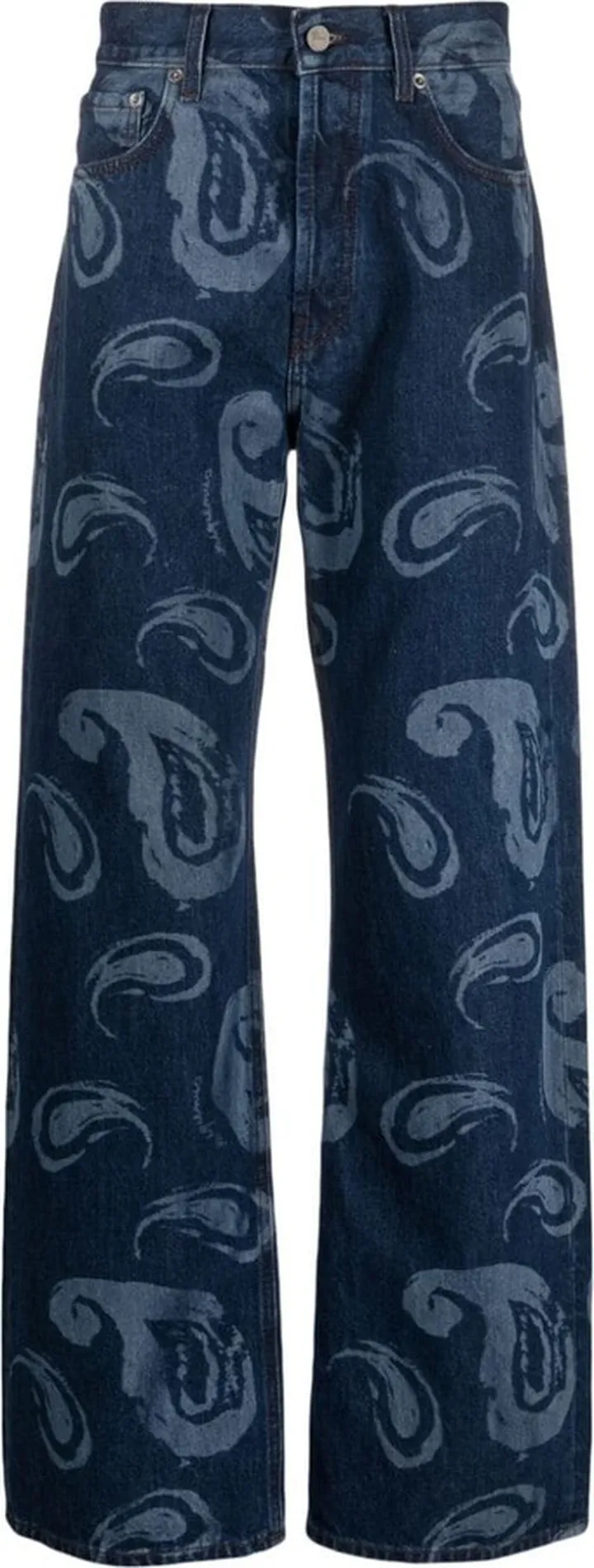 Paisley-Print Wide-Leg Jeans
