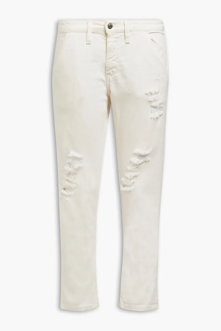 Navrick distressed mid-rise slim-leg jeans
