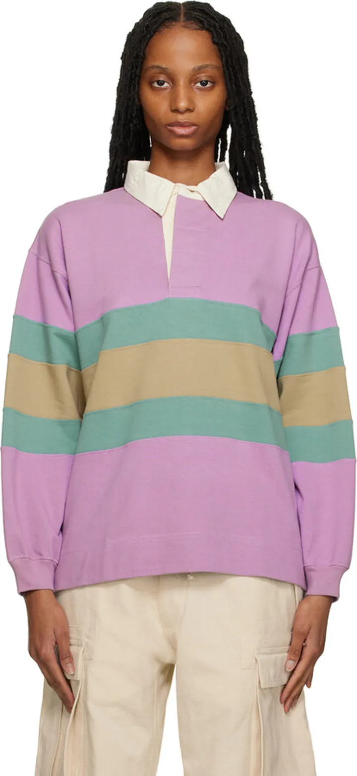 Story mfg. Purple & Green Climber Long Sleeve Polo