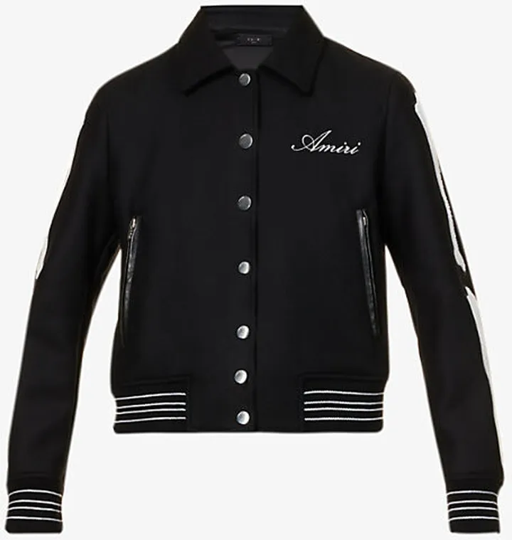 Womens Black Bones Brand-embroidered Regular-fit Wool-blend Jacket
