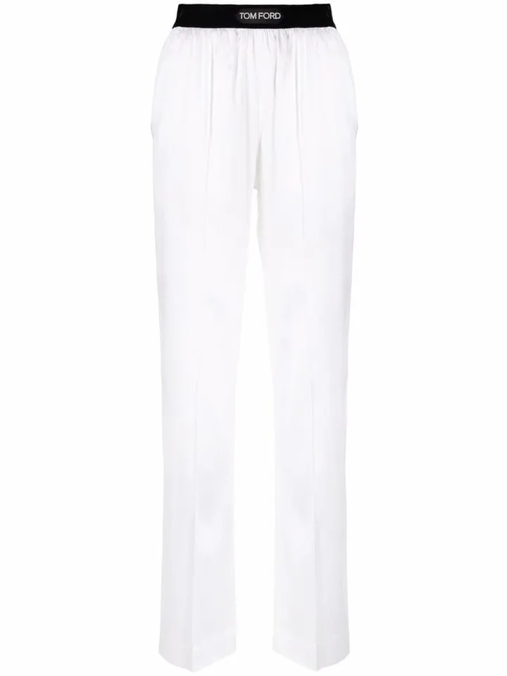 Straight-Leg Silk-Blend Trousers