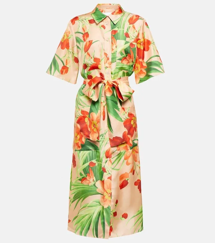 Printed silk midi dress