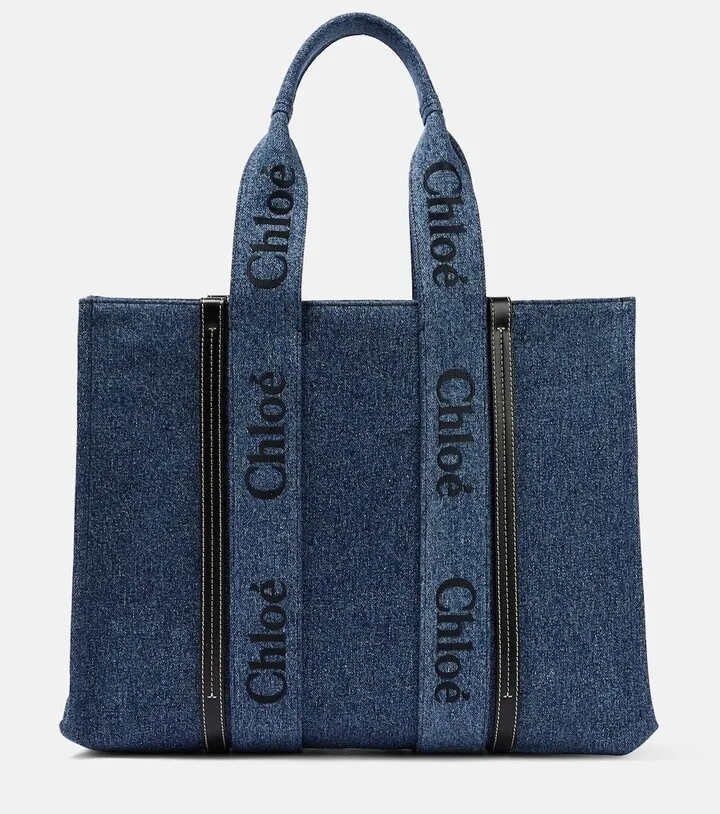 Woody Large denim tote bag